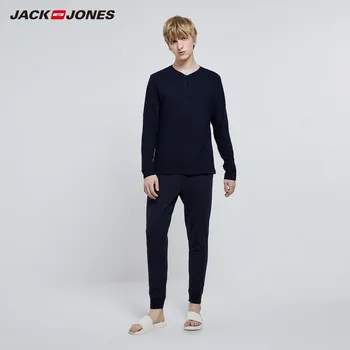 JackJones Mænds Bomuld Homewear Blød Varm grundlæggende Pyjamas Sæt 2193HG502
