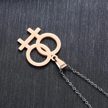 ZORCVENS Venus Symbol Charme Kvindelige Lesbiske LGBT-Halskæde Kvinder Pendant LES Guld Sølv Farve Rustfrit Stål Bryllup Smykker