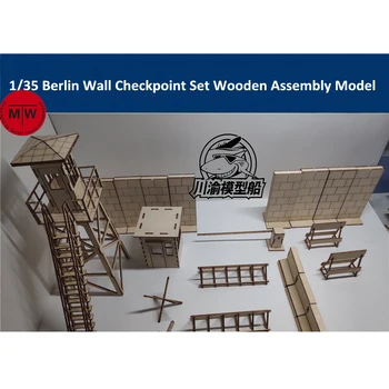 Skala 1/35 Berlin Muren, Checkpoint Sæt Tank Scene Diorama DIY Træ-Samling Model Kit CYH012
