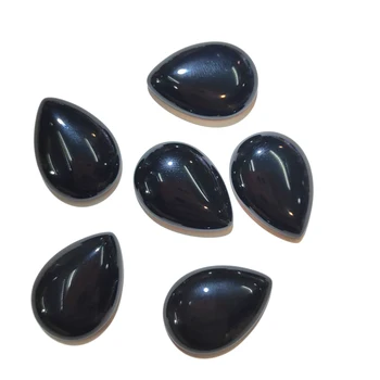 Natursten Sort Agater Cabochon Perler, Flad Bagside Vand Drop Form Uden Hul Løse Perler Til smykker at gøre DIY Ring tilbehør