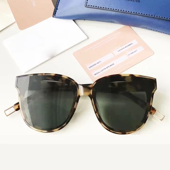 Vintage Flatba koreanske Brand Design Blid Ins Solbriller Kvinder Mænd Overdimensionerede Pladsen UV400 Sol Briller, Oculos De Sol Med Sagen