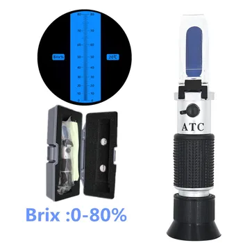 Håndholdte 0-80% Brix Refraktometer Sukker Test Af Frugt sødme meter ATC-Koncentration Sæt Sacc 30% off