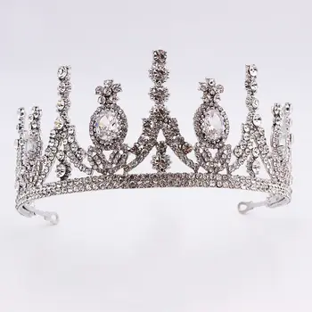 AAA Rhinestone Krone for Royal Queen Brude Tiaras Kroner Prinsesse Diadem Hovedbøjle Bryllup Hår Smykker Festspil Hoved Tilbehør