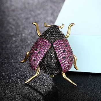Zlxgirl Brude smykker AAA Zircon beetle form Karton brocher smykker Kvinder Kobber Hijab Pins, Tilbehør, karton og Hvidguld Vedhæng