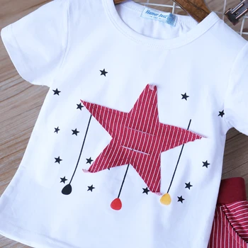 Sodawn Sommeren Nye Stil Boy Tøj Hvid T-Shirt Med Stjerne Mønster+Stribede Shorts Baby Drenge Tøj Indstille Mode Kids Tøj