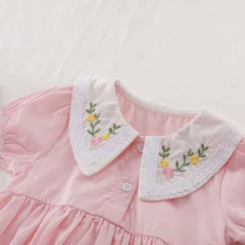 2020 Ny Koreansk Japan Stil Broderi, Blomst Bomuld Romper Sommeren Toddler Baby Pige Romper Nyfødte Baby Pige Jumpsuit