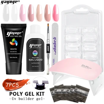 Yayoge Poly Nail Gel Kits Med 6W UV-LED-Lampe til Manicure Poly Nail Gel Sæt Kit Gel Til Udvidelse Manicure Sæt Nail Art Værktøj