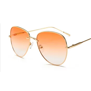2020 vintage solbriller kvindelige gradient orange linse spejl solbriller Til Kvinder guld metal festival briller oculos feminino
