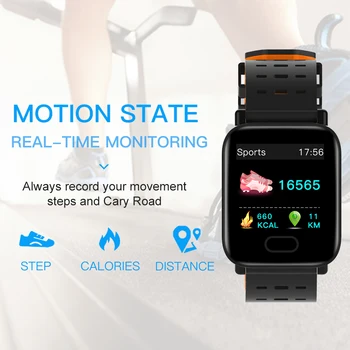 Fabrikken A6 Smart Ur pulsmåler Sport Fitness Tracker Blodtryk Ring Påmindelse Mænd Ur til iOS Android Gave