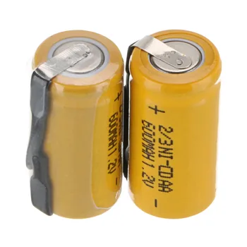 2stk Anmas Magt 1,2 V 600mAh 2/3 AA Ni-CD Genopladelige Batteri Gul Farve ni-cd-Batterier, som kan genoplades 28mm x 14mm
