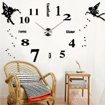 Digital Wall Clock Kvarts Tavs 3D DIY Store Dekorative Ur Akryl Spejl Wall Stickers til Stue Indretning