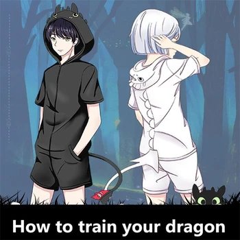 Ny How to Train Your Dragon 3 Lys Raseri Tandløs Cosplay Kostumer Børn, Voksne Pyjamas Morgenkåbe Nattøj om Sommeren Jumpsuits Passer til