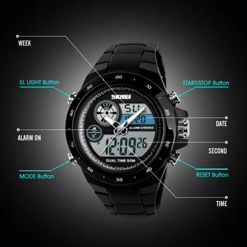SKMEI 1429 Mode Luksus Mekanisk Sport Watch Mænd Digital LED-Mænd-Ure Chrono Nedtælling Dual Time Vandtæt Armbåndsure