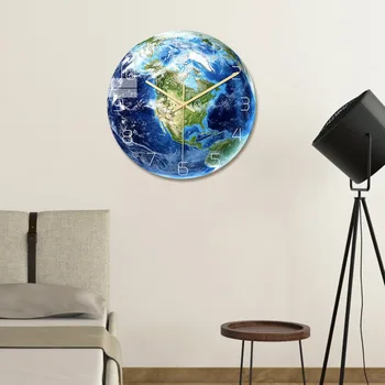 Kreative 3D Akryl Lysende Jorden vægur Glød I Mørke, Stille Numre Jorden Hængende Ur til Soveværelse Home Decor 30cm