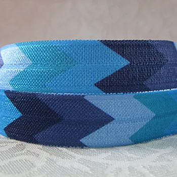 Q&N bånd engros - /OEM-5/8inch 16mm 131227 farverige chevron design trykt foldet over elastisk FJENDE for hår uafgjort
