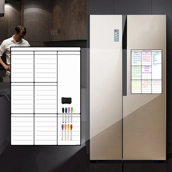 Magnetisk Whiteboard Ark Til Køkken Køleskab Mp Ugentlige Kalender Dagligvarer Liste i Menuen Planlægning med 8 Markører
