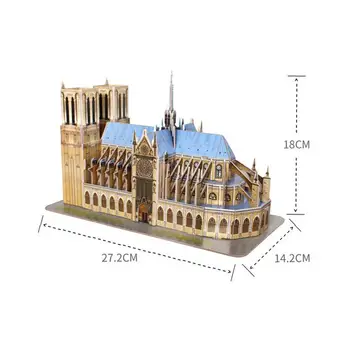 53pcs verdensberømt Arkitektur Notre Dame De Paris DIY 3D Papir Puslespil Model Legetøj Til Børn, Rum Udsmykning
