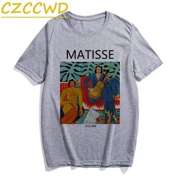 2020 Æstetiske Kvinders MATISSE Brev Olie Maleri Trykt T-shirts, Sommer Mode 90'erne Ullzang Harajuku Casual Beskåret T-Shirt