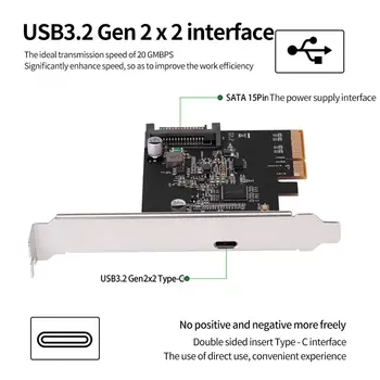 Nye USB-3.2 PCIE port til PCI Express-udvidelseskort PCI-E 4X til USB3.2 Gen2 x2 Type-c Host Controller Kort 20Gbps til Desktop