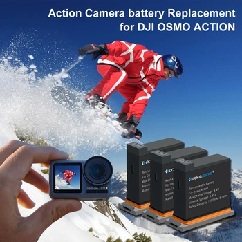 Batterier til DJI Osmo Action Kamera Batteri 1300mAh Kanal USB Oplader