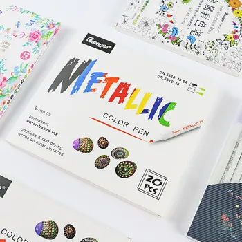 Bred Nano 6510br Blød Børste Farve Metal Pen 30-Farve Pen Malet Skabelon Farve Graffiti mei-shu bi