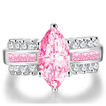 YaYI Mode Kvinders Smykker Ring Pink Zircon CZ Sølv Farve forlovelsesringe vielsesringe Part Ringe gave