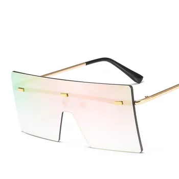 Uindfattede Overdimensionerede Solbriller Kvinder 2020 Gradient Square Solbriller Brand Designer Mænd Retro Små Gule Briller Solbriller UV400