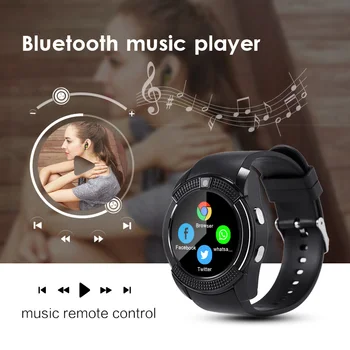 2021 Bluetooth Smart Ur v8 Med Kamera Sim-Opkald TFCard SmartWatch Fitness Tracker For Android, IOS Huawei Xiaomi Telefon Ure