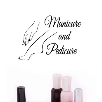 Væg-Vindue Decal Nail Beauty Salon Manicure Pedicure Nail Art Polish Vinyl Klistermærker Baggrund for Piger Hjem Dekoration D528