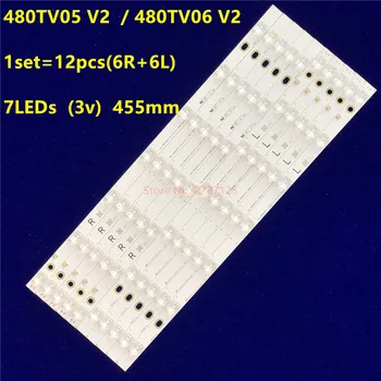 12 STK(6*R 6*L) LED-baggrundsbelysning strip for Panasoni TX-48AX630B TX-48AX630E TX-48AXW634 480TV05 480TV06 V2 R L