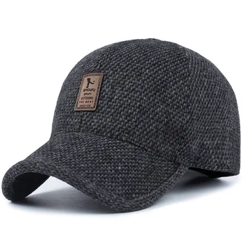 Efterår og vinter mænd er varmt bomuld hat afslappet varm høreværn uld hat mode udendørs sport baseball cap