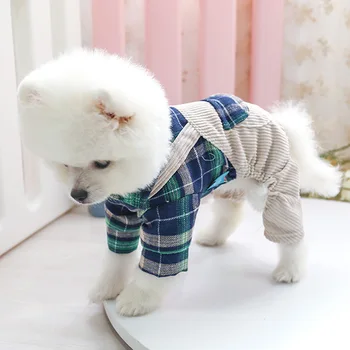 Ternet Design Pet Jumpsuits til Efteråret og Vinteren Lille Hvalp Grøn Farve Rem Fire Ben Tøj til Hunde Cachorro Roupa Samlede