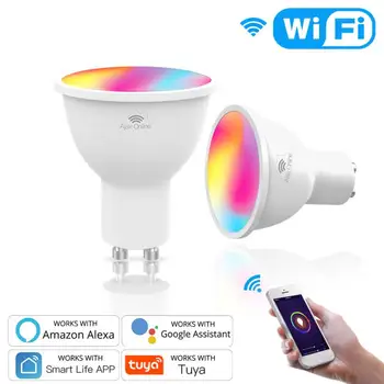 1/10stk Smart WiFi Pære E27 Led-Lampe 4.5 W RGB Hvidt Lys Varmt Lys Arbejde Med Alexa, Google Startside Nye År-Lys