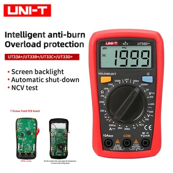 ENHED UT33A+/B/C/D-Mini Digital Multimeter Vise Husstand Elektriker Anti-burn Lomme Digitalt Amperemeter