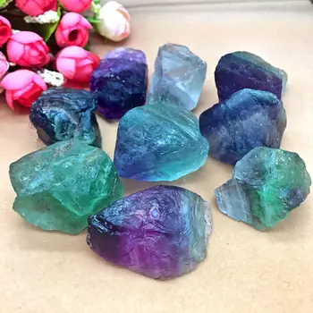 Rainbow fluorit rå sten naturlige Fluorit Kvarts Krystal healing sten regnbuens farver krystal for Wicca, Reiki, Krystal