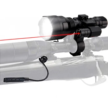 C8 200 M LED Taktiske Jagt Lommelygte Riffel Pistol Lys+Laser Dot Sight Anvendelsesområde+Skift+2*20mm Jernbane Tønde Mount+18650+Oplader