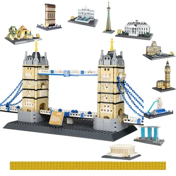 Arkitektur Model Mursten Verden Berømte Bygning London Tower Bridge Pædagogiske Byggesten Fødselsdag Toy