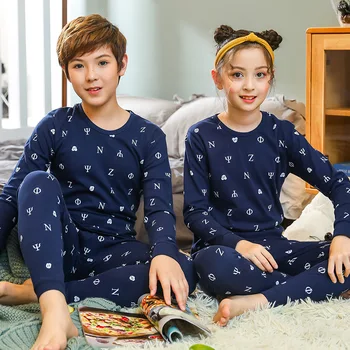 Vinteren Teens Pyjamas med Lange Ærmer Bomuld Pyjamas Kids Tøj Sæt Tegnefilm Store Drenge Nattøj, Pyjamas Til Piger 10 12 14 16Years