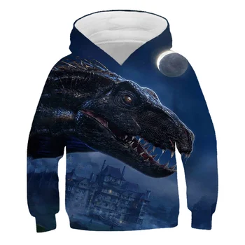 Nye Jurassic Park Dinosaur 3D-printet Hoodie mode Pullovere Dyr Hættetrøjer Sjov sweatshirts til børn drenge og piger