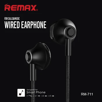 REMAX Øretelefon RM-711 Kablede Musik Opkald Headsettet 1,2 M In-ear Hovedtelefon Med HD-Lyd, Mikrofon Smart støjreducerende Hovedtelefoner