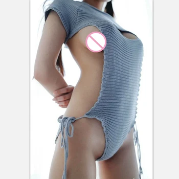 Hule Ud Bandage Backless Strikket I Ét Stykke Badetøj Bikini High Cut G-Streng Erotisk Body Jepanese Sukumizu Body Sexet Passer Til