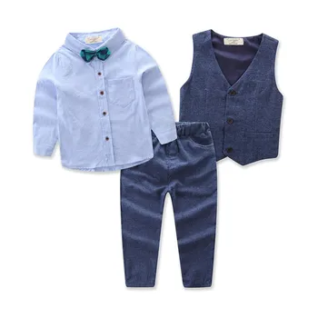 Efteråret Ny Britisk Stil Fan Formelle Toddler Dreng Herre Frakke+Bukser+Skjorte Tøj Tøj Sæt, der Passer 3stk