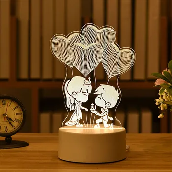Valentine ' s Day Gave Steg 3D Akryl Lampe LED Nat Lys, Kærlighed/Bear/kanin-form Valentine Gave Pige Dreng til Stede Påske Indretning