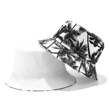 Fashion Kvinder Og Mænd, Print på Lærred To-sidet Udendørs Bucket Hat solhat Cap bucket hat hip hop for mand og kvinde sommer hat