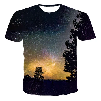 Ny T-shirt til mænd i høj kvalitet til kvinder og mænd t-shirts nat stjernehimmel korte ærmer 3D-print mønster flot T-shirt