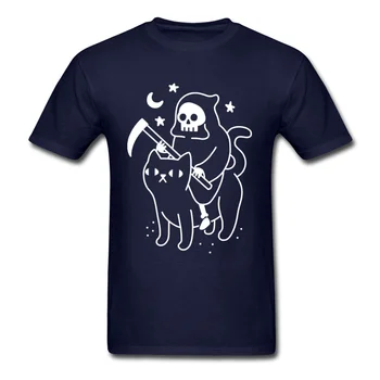 Grim Reaper Samfund Herre Tshirt Grim Pop-T-Shirts Til Mænd Death Rides Et Samfund, Cat T-Shirt I Overstørrelse Hip Hop Nørd Tees Overdele