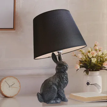 Moderne Kanin bordlampe Kreative Harpiks Dyr bordlampe børneværelse Stue Ved siden af Lampen Tegnefilm Luminaria bordlamper