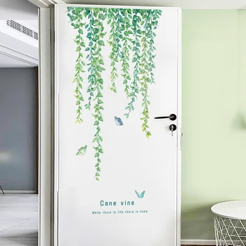 Naturlige Grønne Blade Vin Wall Sticker Vinyl DIY Vægmaleri Kunst Klistermærke til Stue, Soveværelse vægoverføringsbilleder