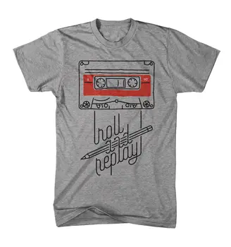 Mænd T -Shirt Roll, og Replay Music Cassette Lyd Vintage Trykt t-shirts til Mænd Størrelse S-3XL