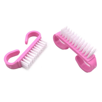 Engros 100pcs Rengøring Negle Børste Pink Farve Clean Tool Til Akryl & UV Gel Støv Fjerne Nail Art Pleje Manicure Pedicure Blød